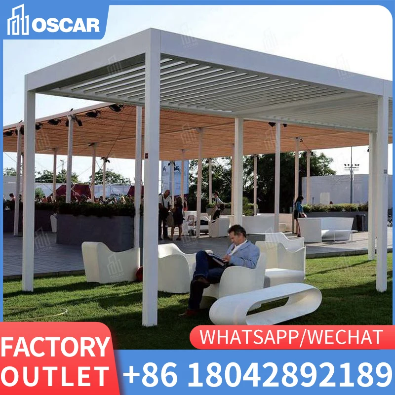 Custom foldable roof pergola aluminum alloy awning retractable outdoor electric canopy for restaurant garden sun shade