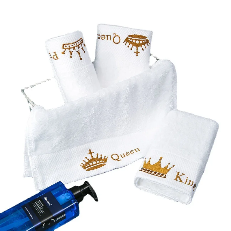 Toalla de baño grande de algodón blanco King Queen, Hotel, SPA, Club, Sauna, salón de belleza, bordado personalizado gratis, hermoso logotipo con su nombre