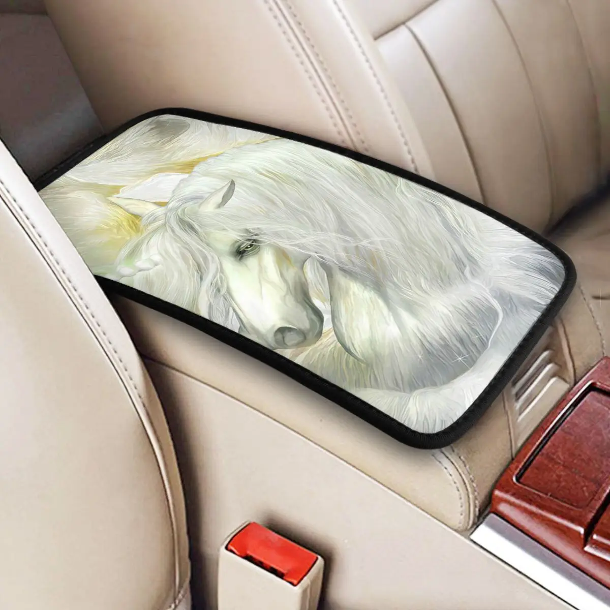 Unicorn Rose Car Accessories Car Handrail Box Cushion Custom Print Non-slip Car Armrest Cover