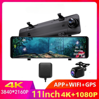4K 11 Inch Car DVR 3840*2160P  Dash Cam WIFI APP GPS Sony IMX415 Rear View Mirror 1080P Car Camera Video Recorder Park Monitor