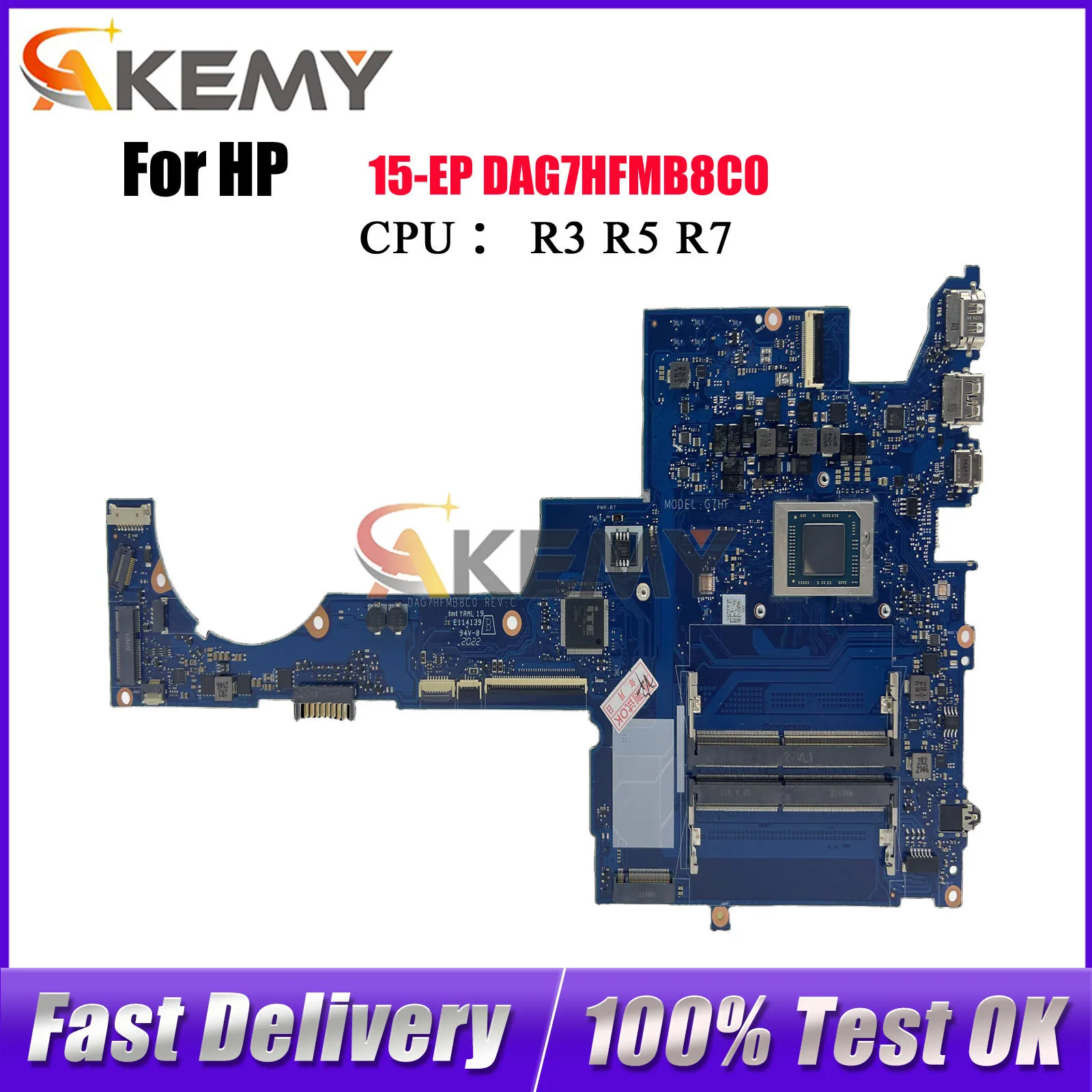 

DAG7HFMB8C0 Материнская плата для ноутбука HP Pavilion 15-EH с процессором R5 R7 DDR4 100% полностью протестирована