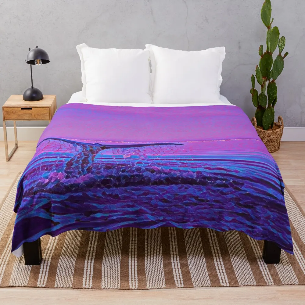 Humpback Whale Tail In the Ocean Throw Blanket Luxury Designer Travel Blankets