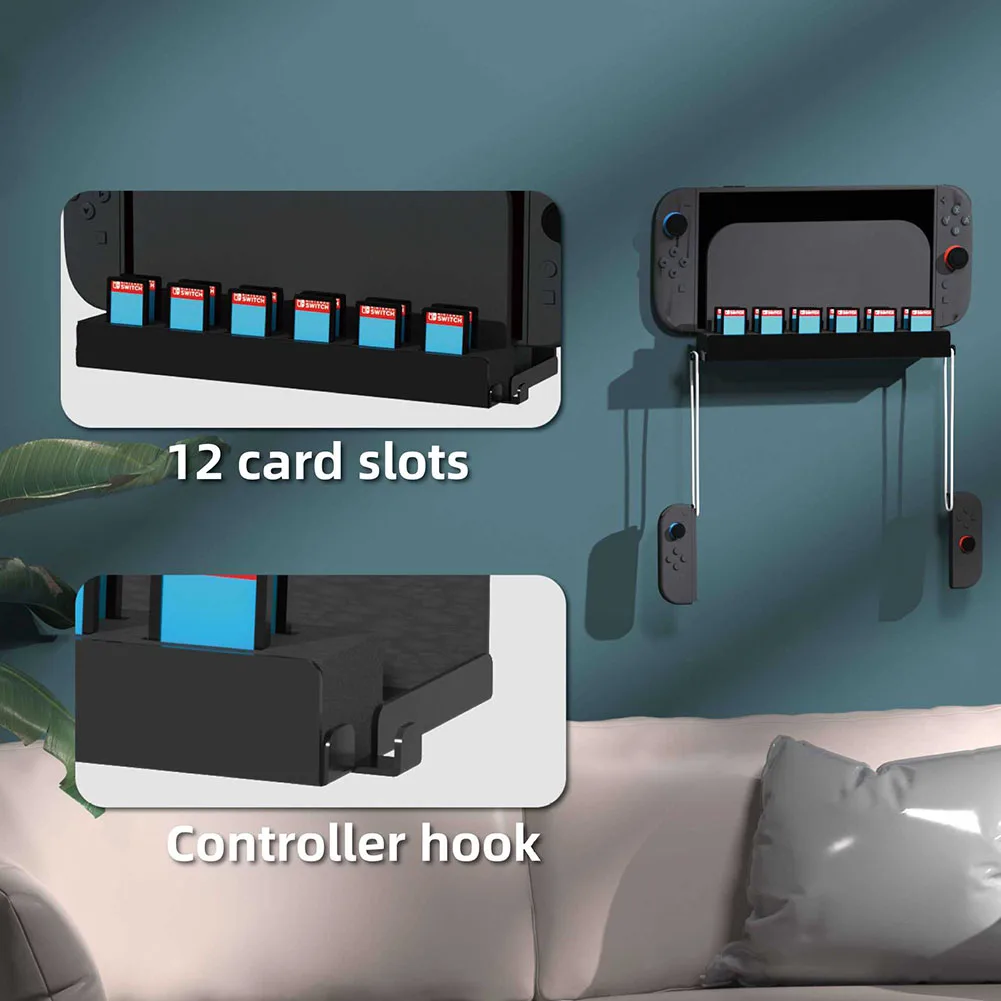 Настенное крепление со слотами для игровых карт и вешалкой Joy-Con, подставка для консоли с держателем контроллера для аксессуаров Nintendo Switch2
