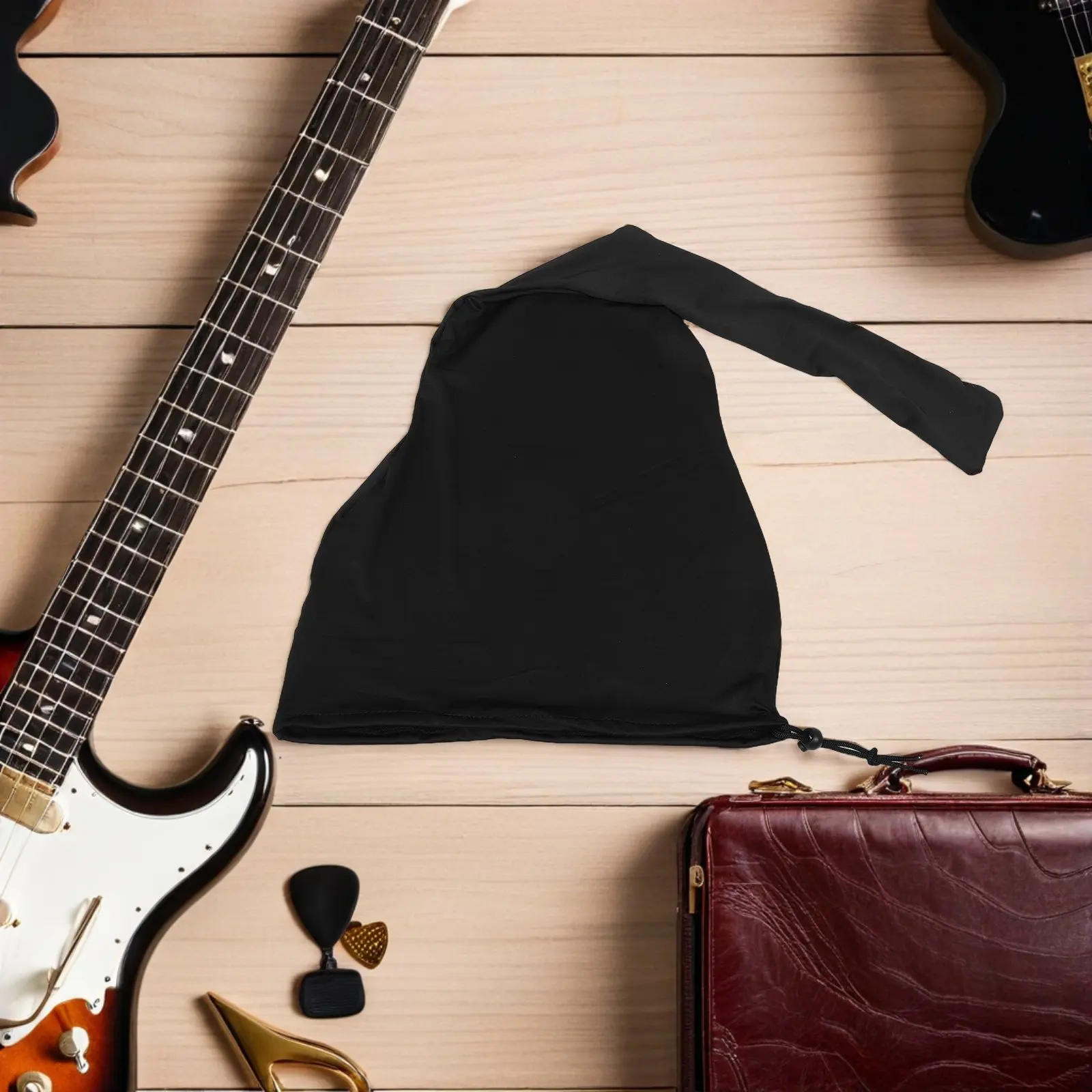Black Guitar Dust Cover Polyester Universal Acoustic Classical Guitar Case Dust Bag Drawstring Storage Sleeve Protective Wrapper