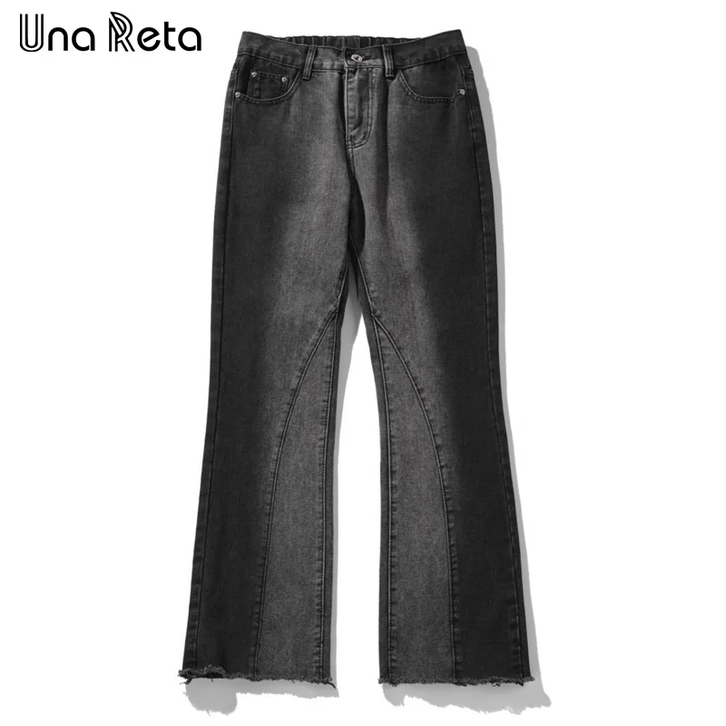 

Una Reta Jeans Pants Streetwear Autumn New Hip Hop Micro Boot Cut Denim Pants Harajuku Gradient Trousers For Men