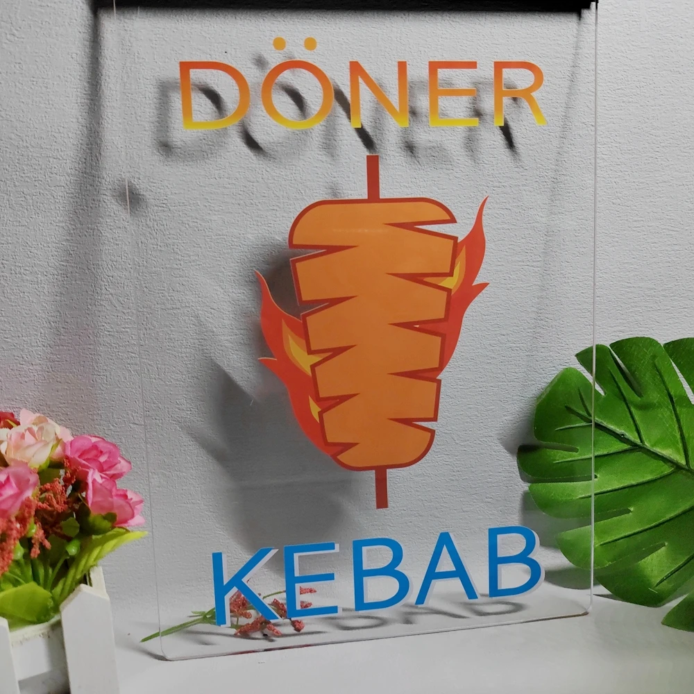 Doner Kebab Restaurant Caf Decoration Bar Multicolour Luminous Sign with Neon Light Emitting Effect Home Decor Bedroom Wall