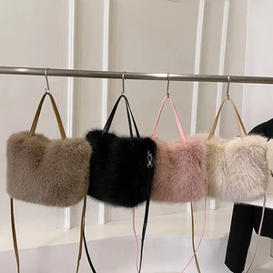 Synthetic Skin Tot Female Plush Bucket Luxury Design Women's Bags Soft Winter Crossbody Shoulder Bags Women's Bag 8 Main Sales luxury Bag Replica - №6