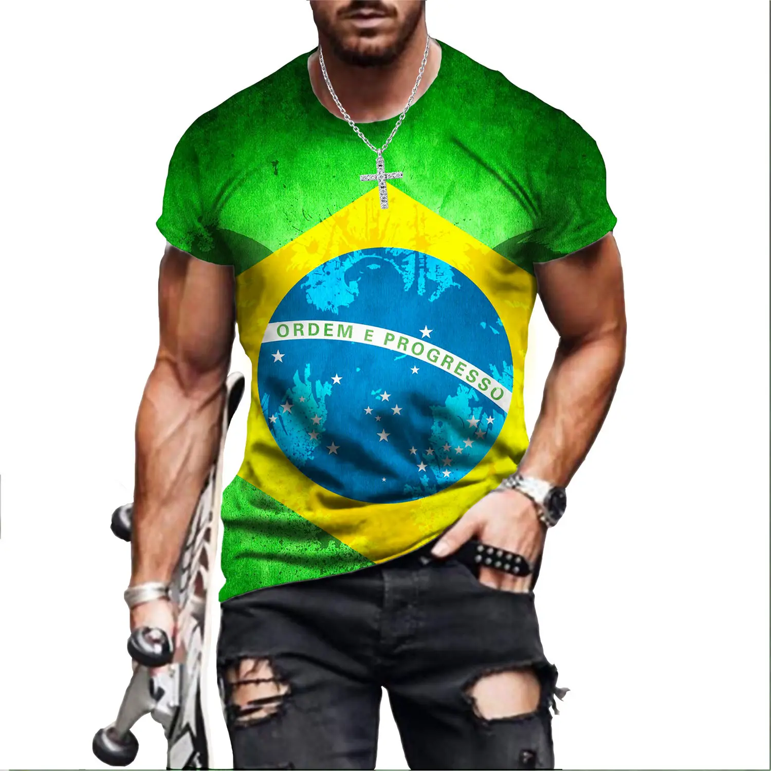 Brazil Flag Hip Hop T Shirt Men Women 3D Printed Oversized T-shirt Harajuku Style Summer Short Sleeve Tee Tops