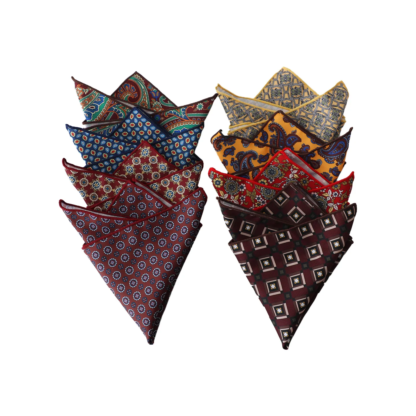 2026 New Vintage Mens Pocket Square Polyester Silky Paisley Handkerchief Soft Hanky Chest Towel Wedding Party Suit Accessories