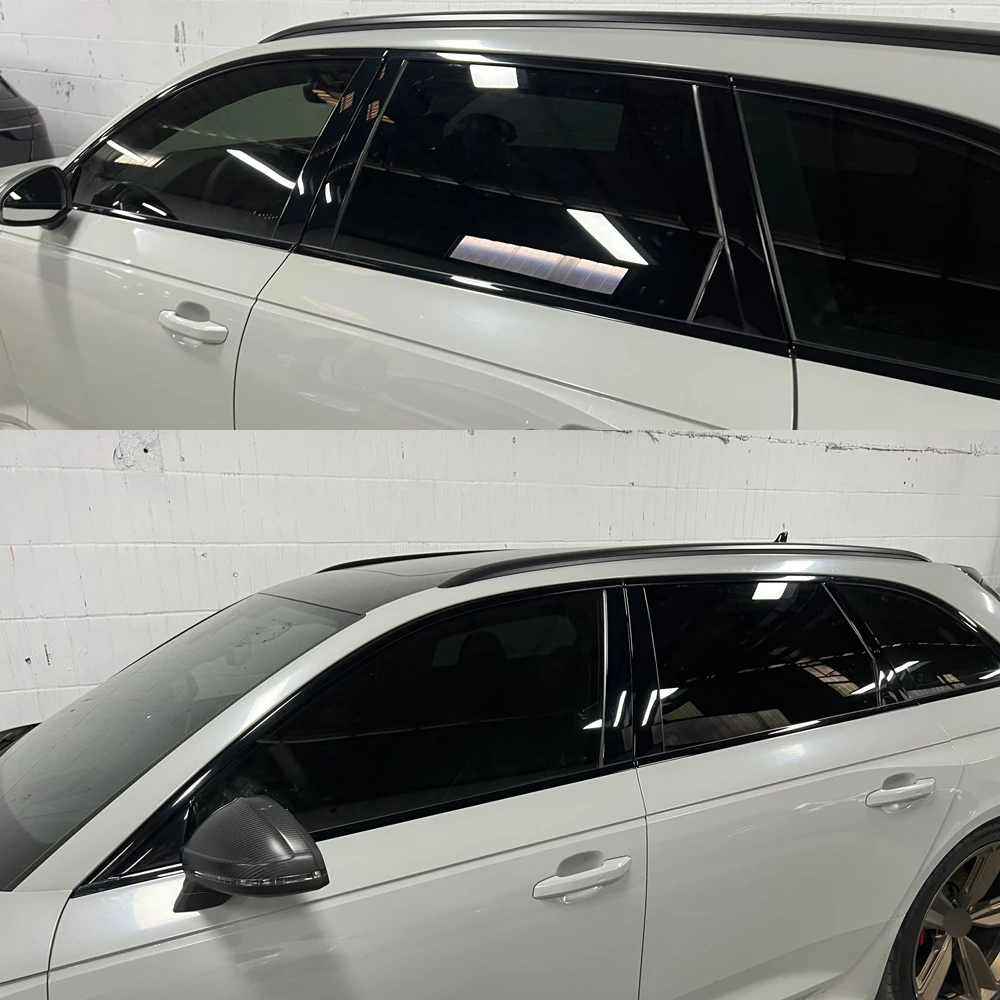 

For Audi RS4 S4 A4 B9 Avant 2017-2025 Window Chrome Delete Blackout ABC Pillars Glossy Black Stickers
