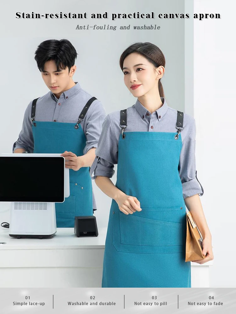 

Тяжелый холщовый фартук высшего качества — прочные перекрестные ремни с утолщенным материалом для использования в ресторане и пекарне