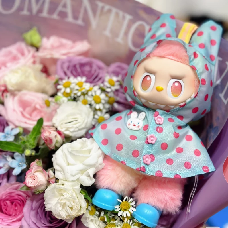 

Doll's Clothes For Labubu 17cm The Monster Outfit Accessories Clothing DIY Kids Gift Cute Candy Color Raincoat Colorful Dots