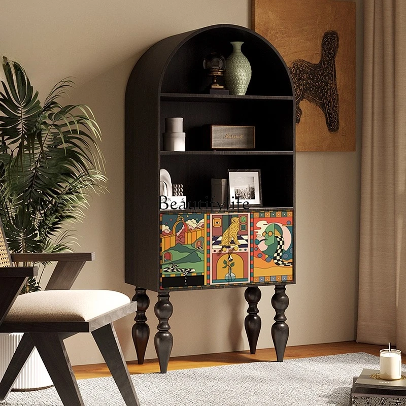 

American retro art bookcase solid wood bedroom wall locker