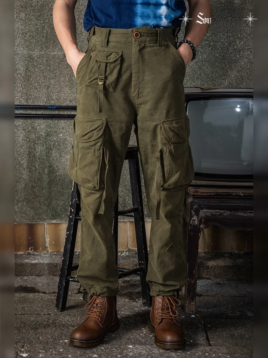 

American Retro Pure Cotton M51 Paratrooper Pants Cargo Pants Heavy Duty Multi-Pocket Workwear South Soul Casual Trousers
