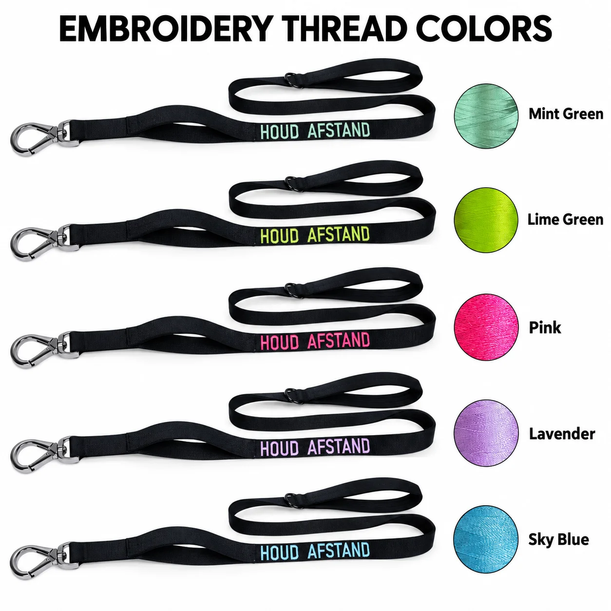 Personalized embroidered dog leash, customizable name and phone number, suitable for small, medium and large dogs