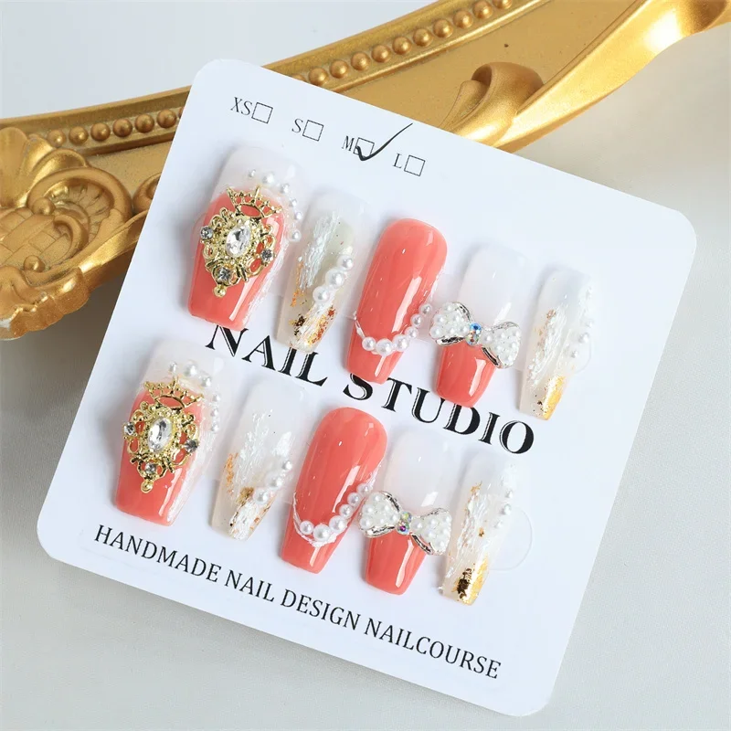 

DIY Artificial press on Nails Decorated False Cute Handmade Nails Euro-american Style Creativity Manicure 10Pcs Set