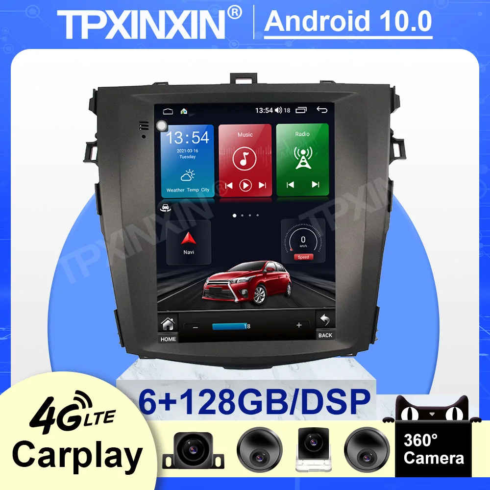 6+128G Android 10 For TOYOTA Carolla 2006-2012 Car Radio Player GPS Navigation 360 Panoramic Cam Auto Stereo Multimedia DSP