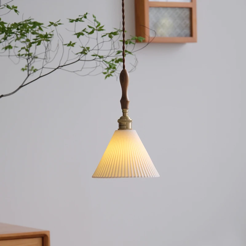 

Nordic Vintage Pendant Lamp Loft Lustre Ceramic Lampshade Brass Kitchen Dining Room Decor Hanging Light For Ceiling Home Fixture