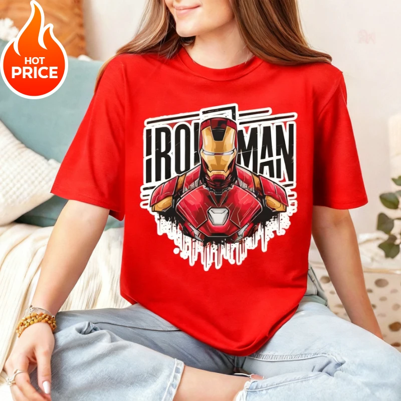 الرجل الحديدي مارفل بوي فتاة 2026 تيشيرت صيفي الأسرة الوالدين والطفل ارتداء المتضخم عادية فضفاض قمصان قصيرة الأكمام النساء تي شيرت Y2k #5