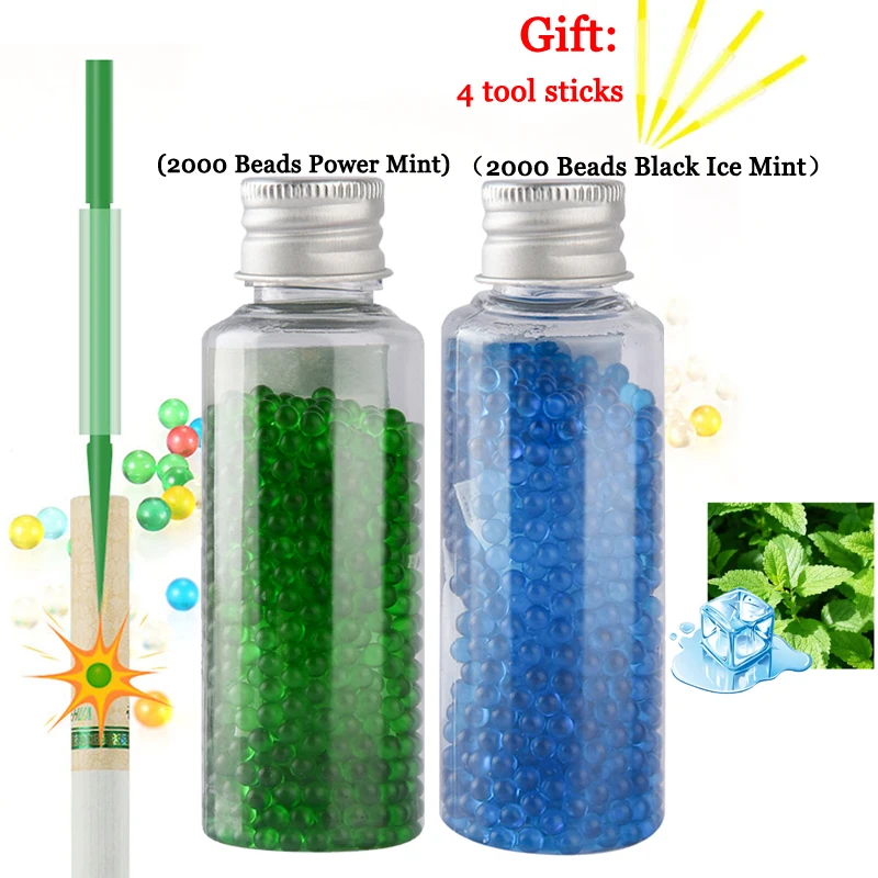 2000 قطعة شعبية DIY مزيج الفاكهة طعم السجائر انفجار الملوثات العضوية الثابتة الخرز الأسود الجليد المنثول نكهة فرشاة الكرة ل أصحاب التدخين الهدايا
