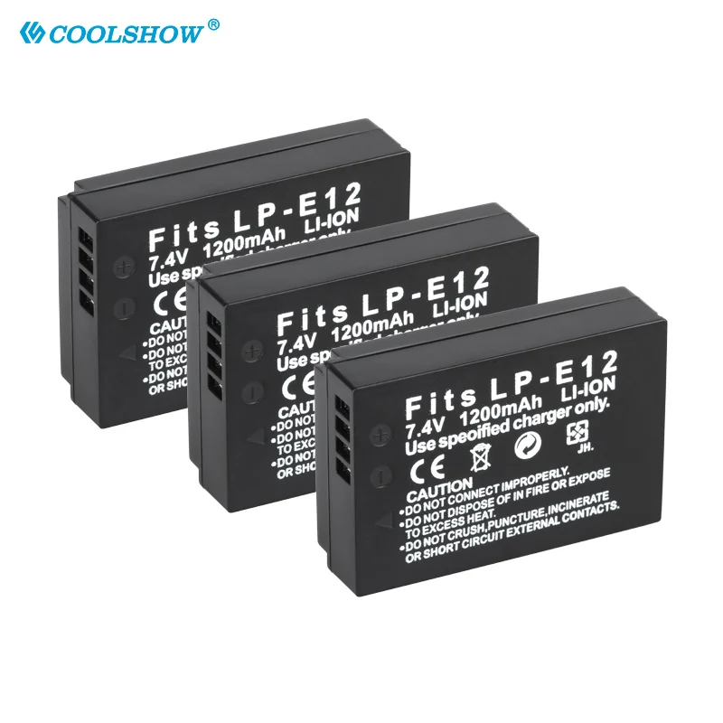 LP-E12 Battery for Canon Rebel SL1 100D Kiss X7 EOS-M EOS M M2 EOS M10 M50 M100 1200mAh LP E12 Camera Batteries Charger