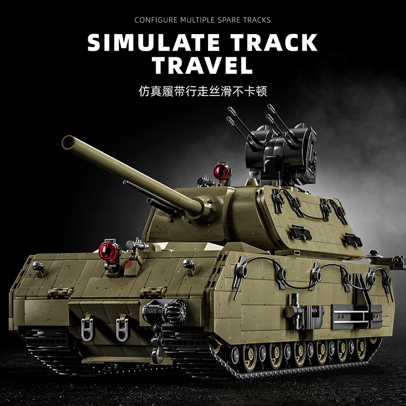 German 3339pcs WW2 Military Panzer VIII Maus Building Blocks Assembling Tank 3D Model Adult Boy Kid Gift Military Collection Toy