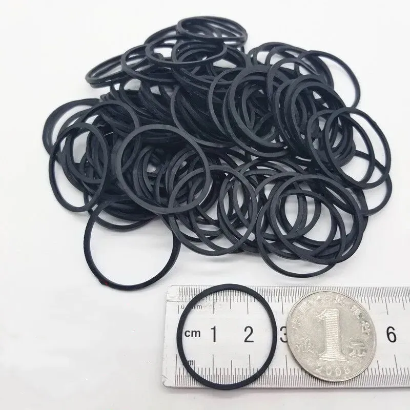 100/200Pcs Black 25mm 1 inch Elastic Rubber Bands Home Office Stretchable Band Sturdy Rubber Elastics Bands