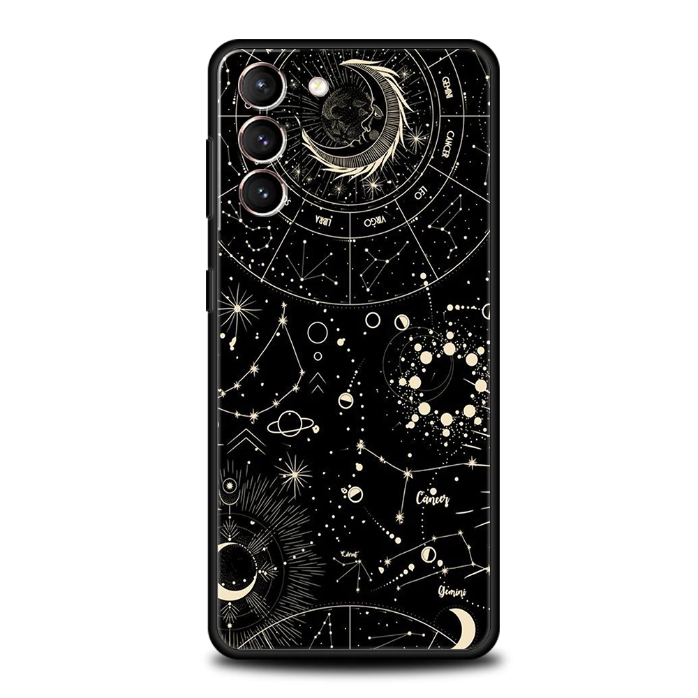 Suns Moons Clouds Astrological Case for Samsung Galaxy S24 S23 S22 S20 S21 FE Ultra S24 S23 S10 S10E S9 S8 Plus 5G Phone Cover