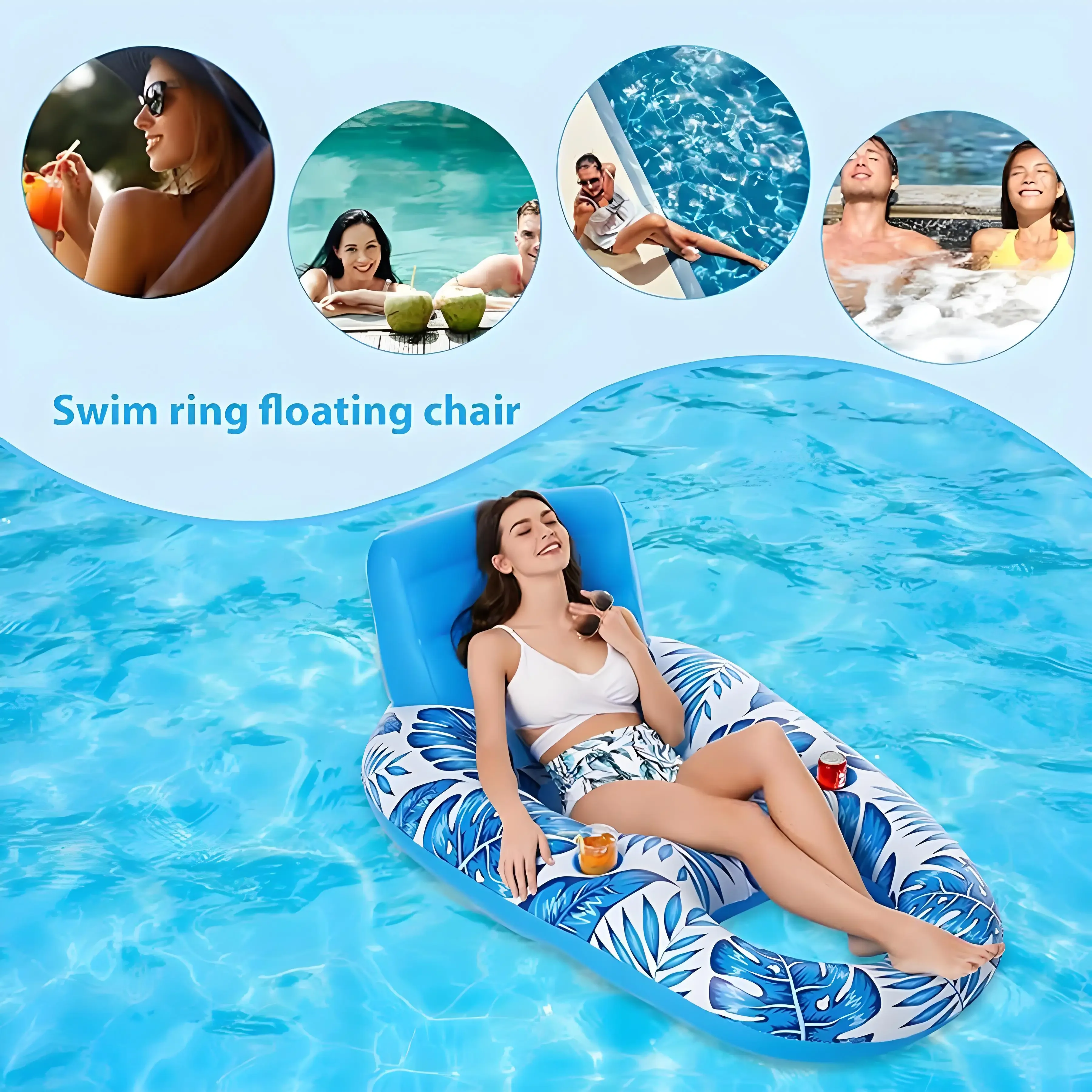 Flotador inflable para piscina 2 en 1 para adultos, silla flotante inflable para piscina, hamaca para natación, colchones de aire flotantes, cama de salón