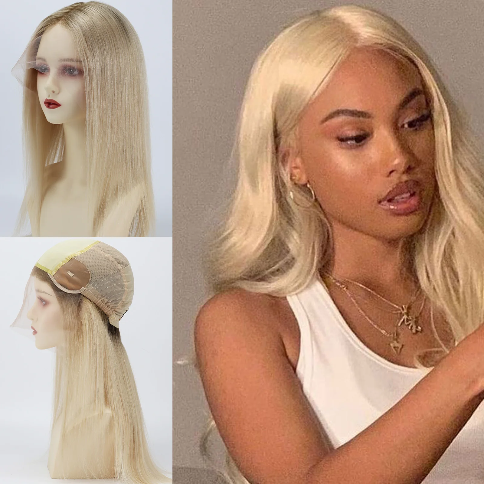 

Медицинский парик с человеческими волосами, шелковым верхом, искусственными силиконовыми краями, мягкая ткань, сетка, омбре, корнь, девственные европейские волосы и детские волосы для женщин