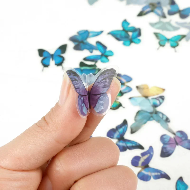 40 Pcs Elegant Butterfly Stickers PET Transparent Decorative Decals For Phone Laptop Waterbottle Planner Diary Journal Scrapbook