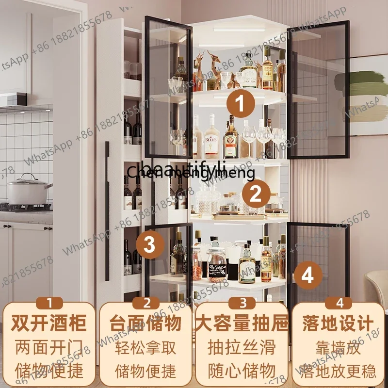 xzxGlass wine cabinet living room against the wall household light luxury corner display storage cabinet creative wine rack