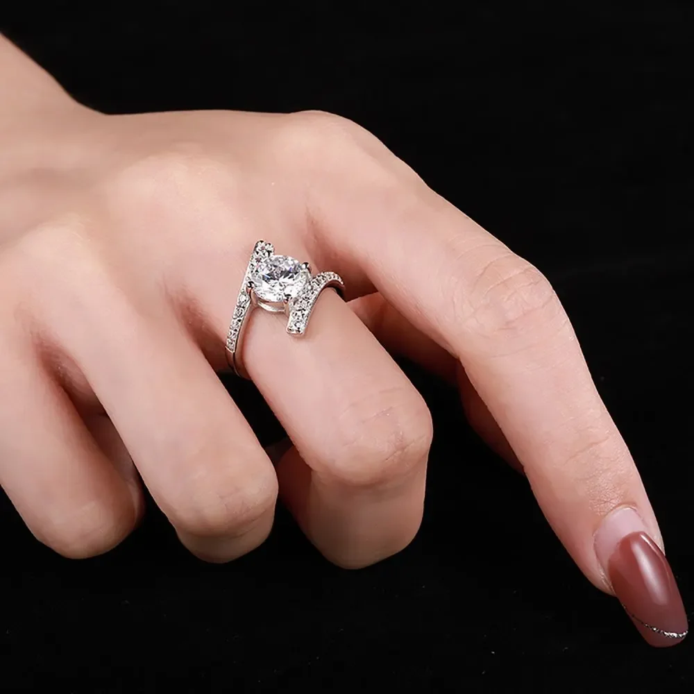 STL Cross Border 925 Sterling Silver Precision Micro Inlaid Ring for Women, European and American Fashion Simulation Diamonds