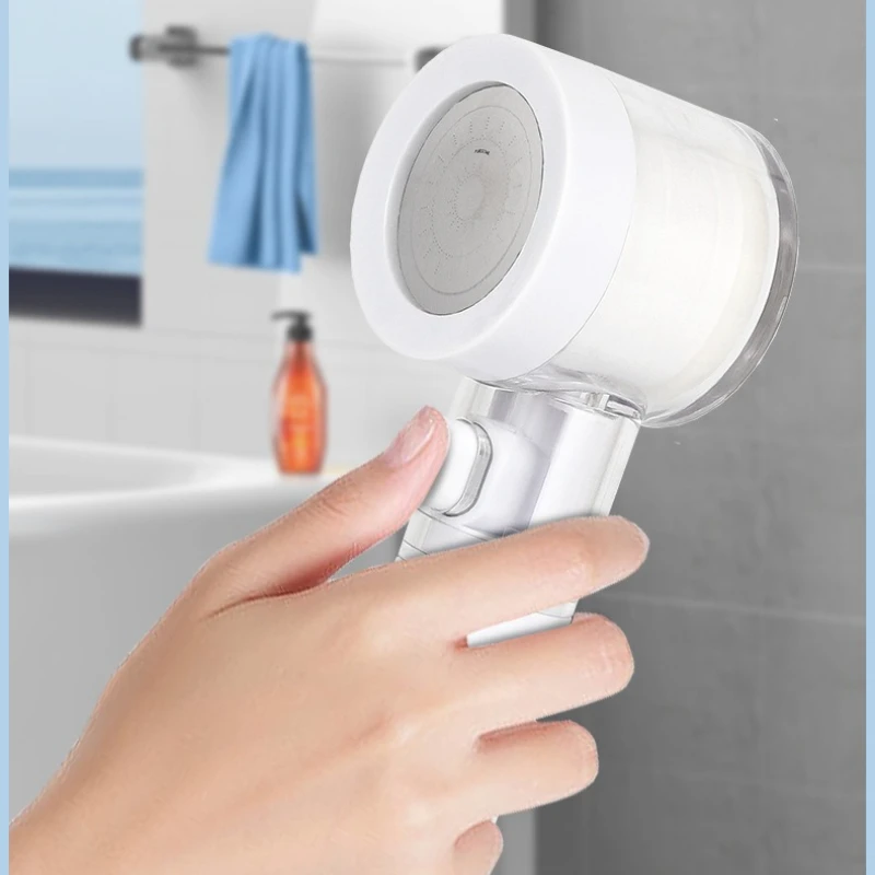 Portable Handheld Shower Head High Pressure Water Saving Filtered Shower Nozzle for Travel Home Bathroom