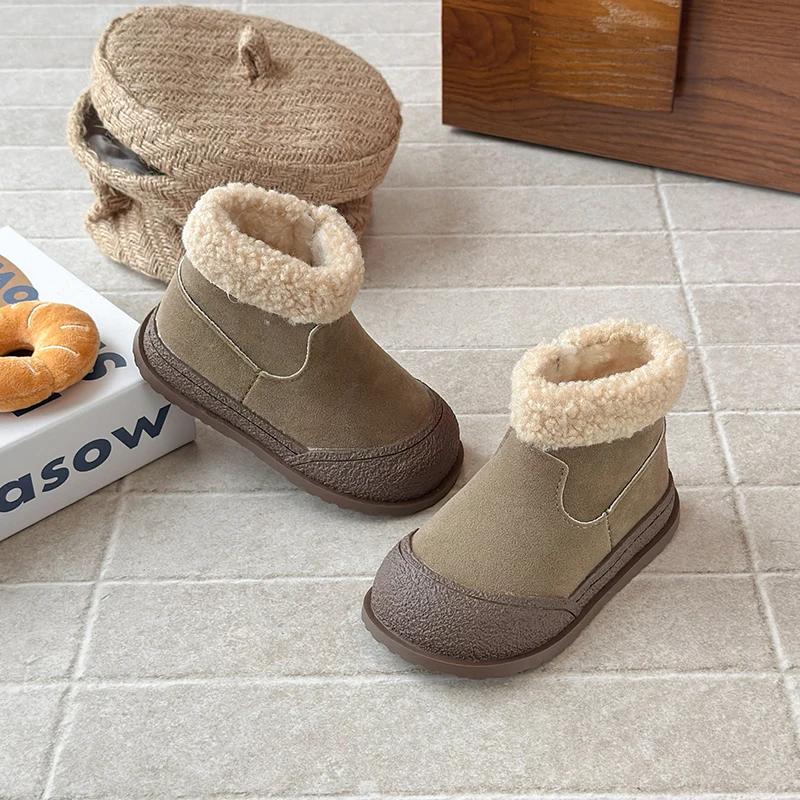 أطفال أحذية الثلوج 2025 شتاء جديد لينة وحيد القطن التمهيد الفتيات الأحذية الدافئة سميكة أحذية قطنية كل مباراة أحذية رياضية حذاء من الجلد لصبي