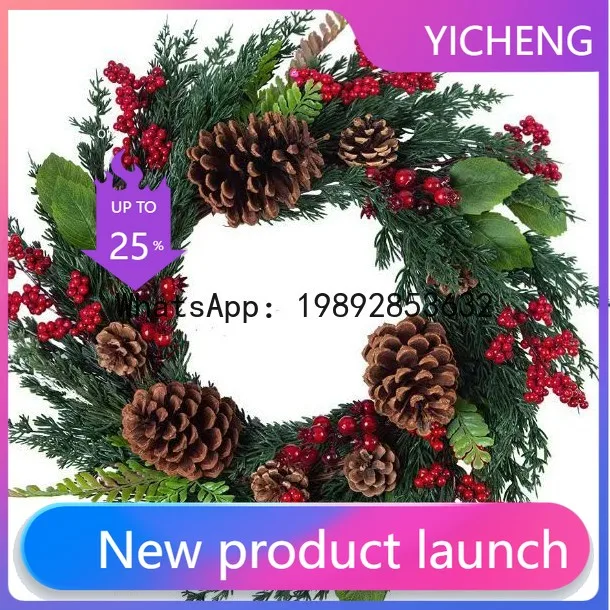 

ZZ new Christmas wreath wreath oil pine red fruit home decoration rattan