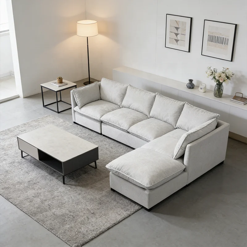 

# Customized L-shape Modular Corner Sofa Furniture for Hotel Apartment with Solid Wood Frame