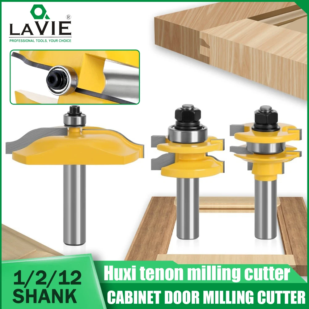 

LAVIE 12MM 1/2" Shank 3pc Milling Cutter Large Rail & Stile Wood Tools Router Bit Woodworking Tools Router Bits For Wood 예초기커터날