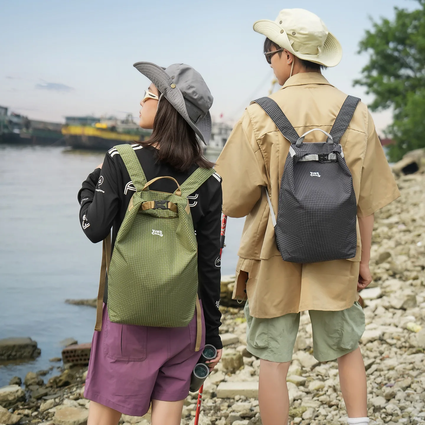 Girls Student Lightweight Flap Backpack Mini Grid Nylon Daypack Buckle Strap Top Handle Casual Outdoor Travel School Handbags