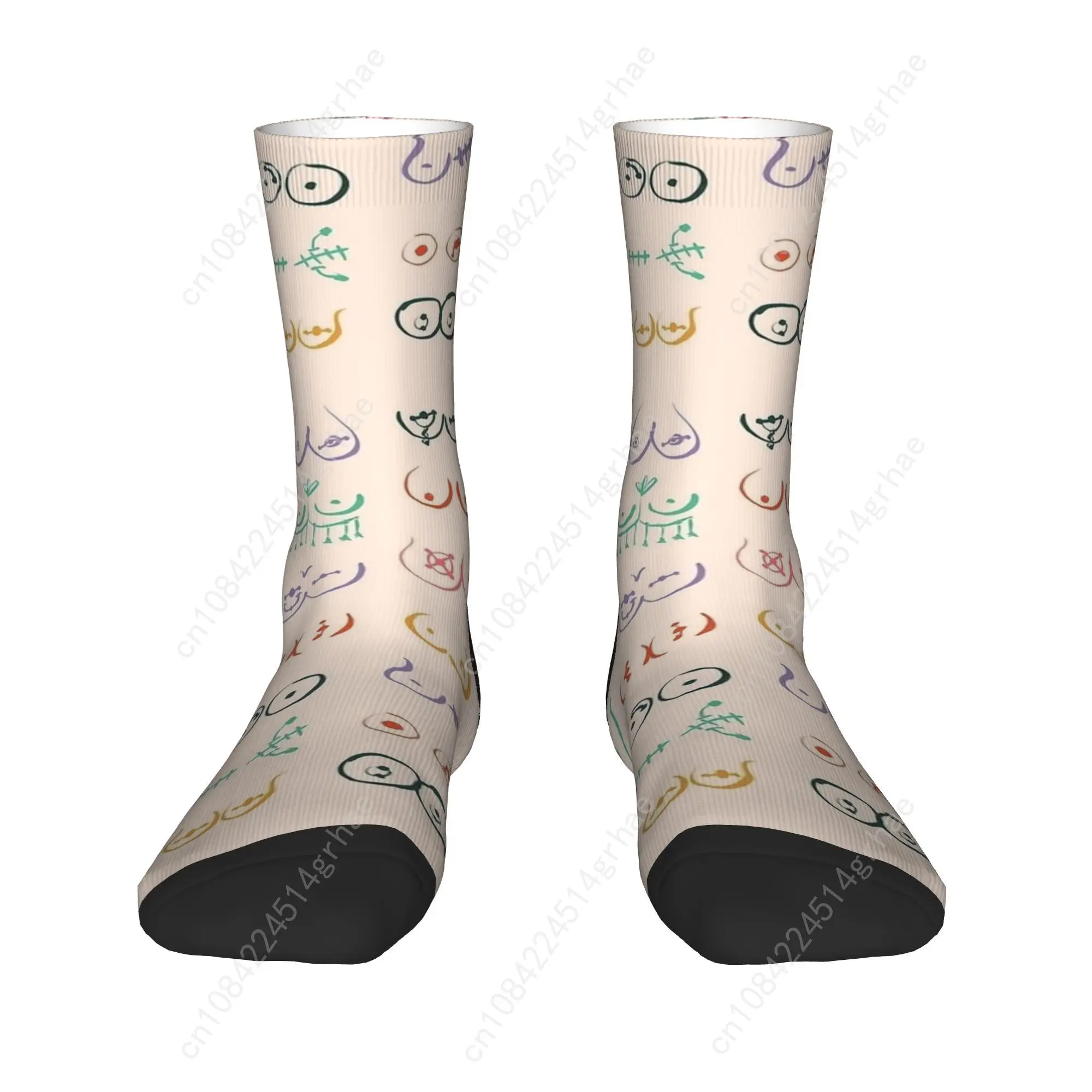 Pastel Boobs Piercing Drawing Socks  Trendy Stockings Winter Anti Sweat Men's Socks High Quality Graphic Running Socks