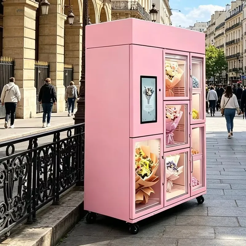 24 Lockers Refrigerated Flower Vending Machine, Touch‑Screen Operated, Low‑Maintenance for Community & Office Building Flower