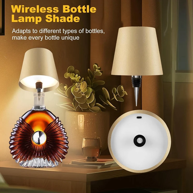 Wireless Bottle Lamp 3 Color Rechargeable Touch Dimming LED Wine Bottle Lights For Indoor Outdoor Restaurants & Bars