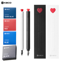 KACO FIRST Love Rotating Cap Fountain Pen,EF Fine Nib PocketSize with Heart,Smooth Writing for Office&Calligraphy,Black,Red,Blue