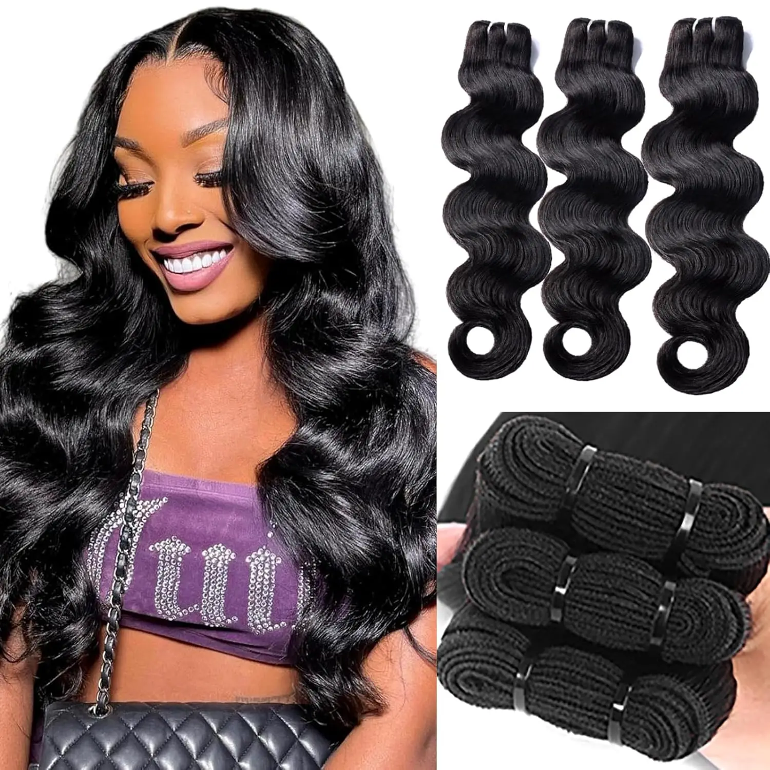 

Brazilian Hair Weave Bundles Loose Body Wave 28 30 32" 1 3 4 Bundles Virgin Remy Human Hair Bundles Raw Hair Extensions Tissage