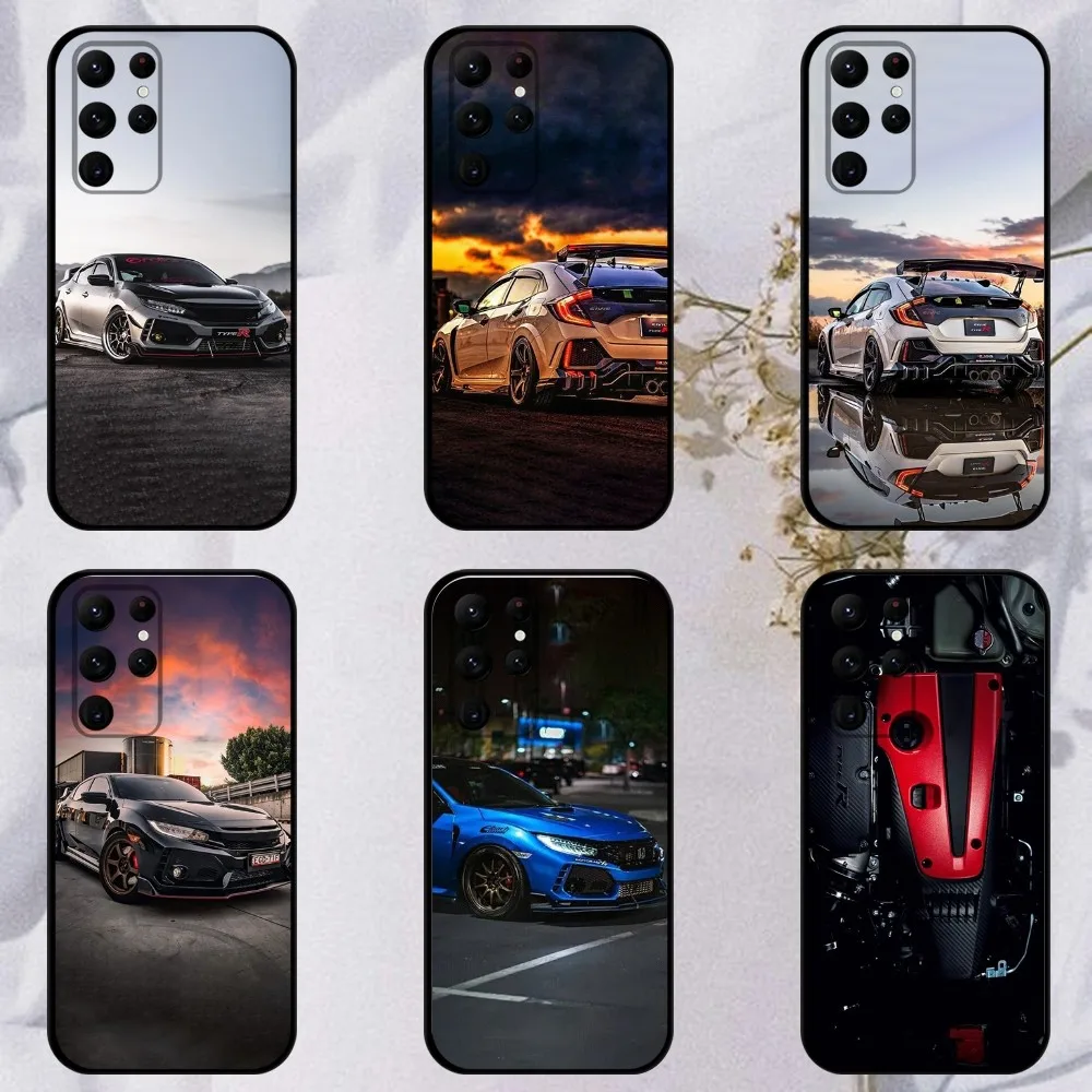 T-Type R C-Civic Sport Car  Phone Case For Samsung S23,23,22,30,21,10,9,Note20 Ultra,Lite,Ultra,5G,Plus,FE,Black Soft Case