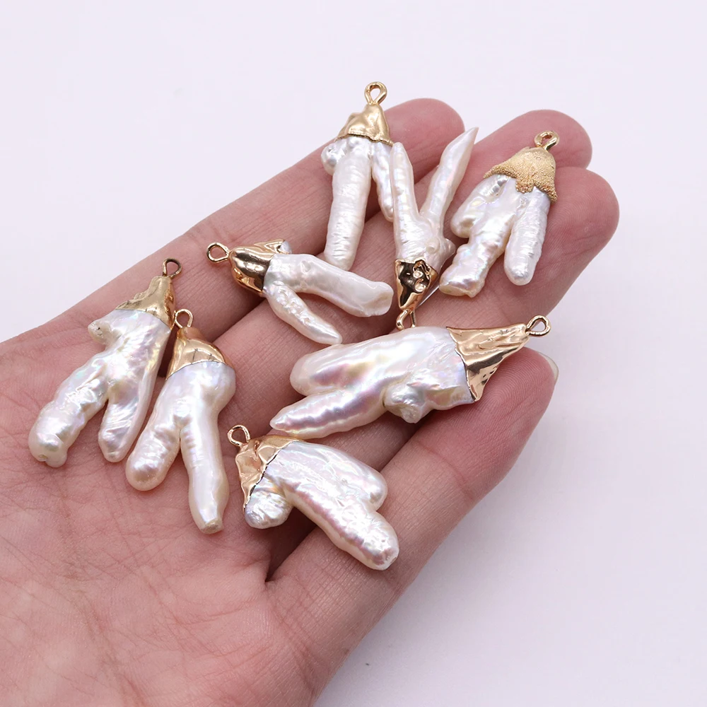 Natural Freshwater Pearl Pendants Cross-shaped 100% Pearls Irregular Charms for Jewelry Making DIY Necklace Earrings Accessories