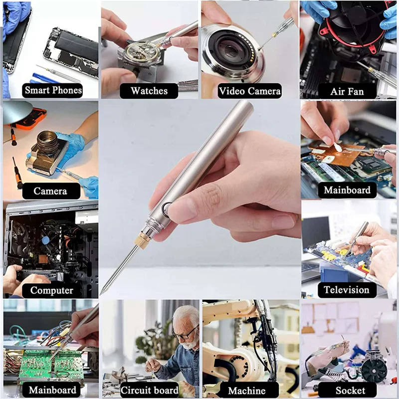 

TKOH-4X 5V 15W USB Cordless Soldering Iron Kit 1100Mah Wireless Rechargeable Battery Powered, Charging Welding Repair Tool