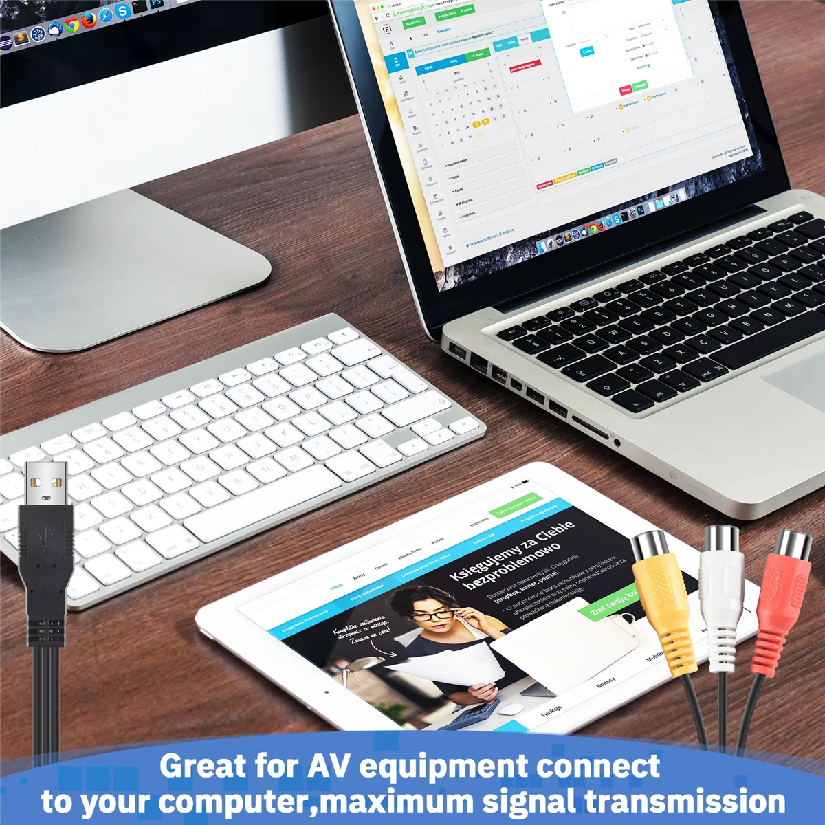 توصيل ذكر USB إلى 3 محول أنثى ، محول صوت ، فيديو ، تيار متردد ، كابل V ، كابل لتلفزيون عالي الكثافة ، تلفزيون ، سلك سلكي ، 1