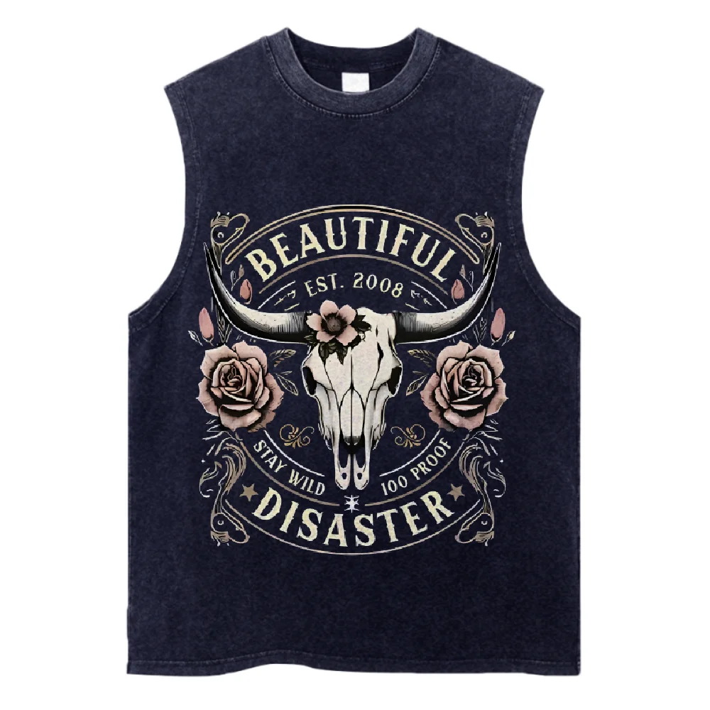 

Western Theme Sleeveless T Shirt Unisex Casual Crew Neck Pullover Streetwear Harajuku Y2K Hip Hop Oversized Loose Fit Daily Wear