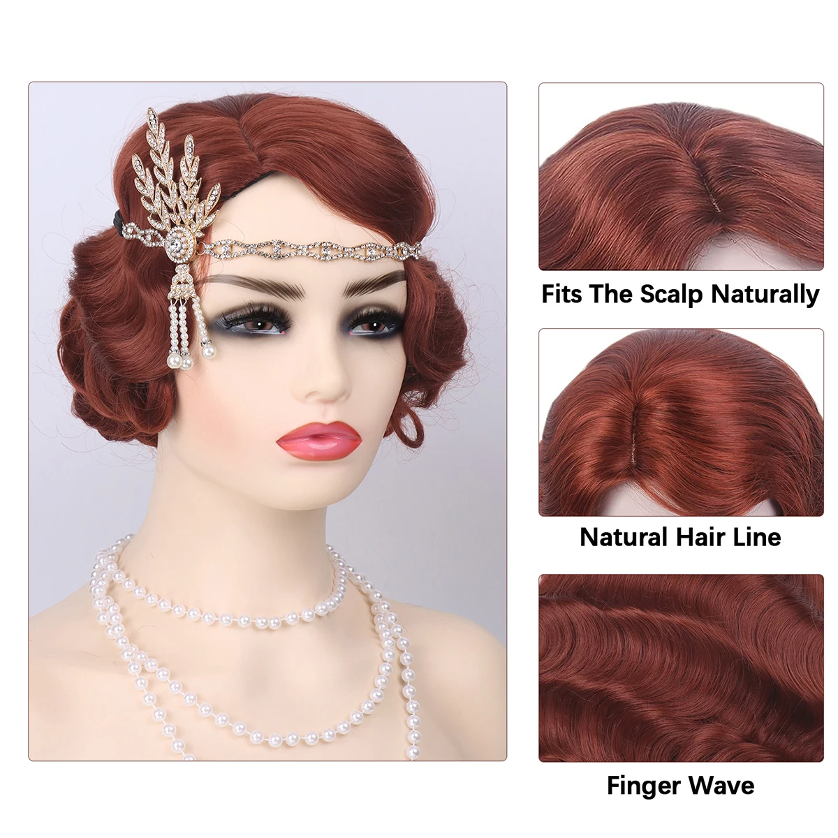 1920s Finger Wave Synthetic Womens Wig Short Curly Wig Cosplay Wig Costume Halloween Party Daily Use Great Gatsby